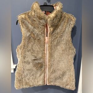 Women's reversible Faux Tan Fur and Pink Vest Medium
